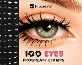 100 Augen Procreate Stempel | Weibliche Augen Brushes, Augen Referenz Set für Digital Art