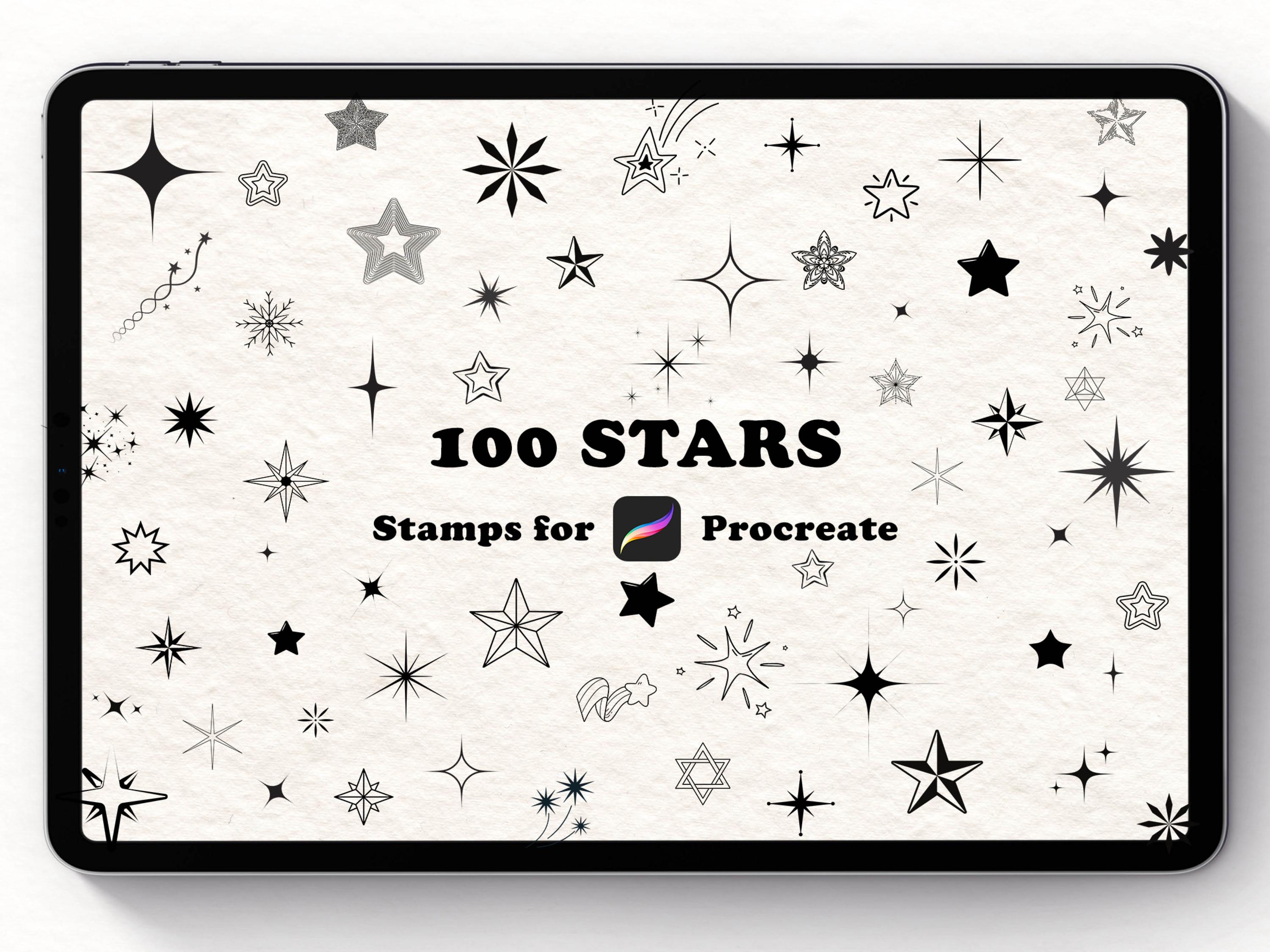 100 Procreate Stern-Stempel-Pinsel – Handgezeichnete Sterne, Sparkles & Glitzer-Set für iPad-Kunst
