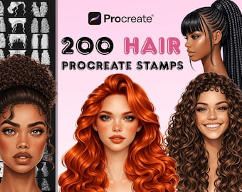 200 Weibliches Haar Procreate Briefmarken | Portrait & Charakter Design