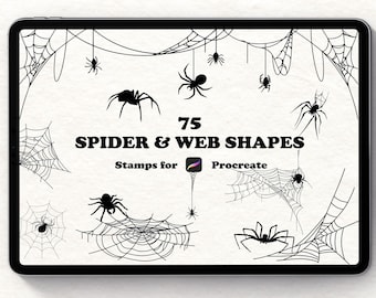 Tampons Spider Web Procreate, 75 pinceaux Halloween (téléchargement numérique)