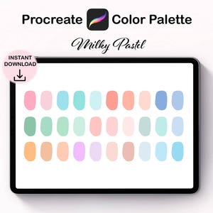 procreate color swatches, procreate color palette, procreate color bundle, digital color palettes, procreate brushes, pastel color palette