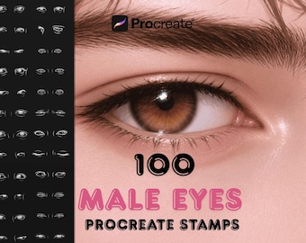 100 männliche Augen Procreate Stempel - Porträt-Zeichnung, Charakterdesign