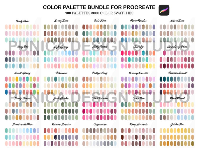 Procreate Color Palette Bundle, 3000 Color Swatches (Digital Download) image 2
