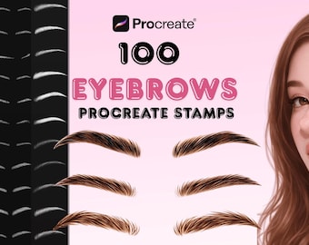 100 Augenbrauen Procreate Stempel - Realistischer Pinsel für Portrait-Zeichnung & Beauty-Illustration