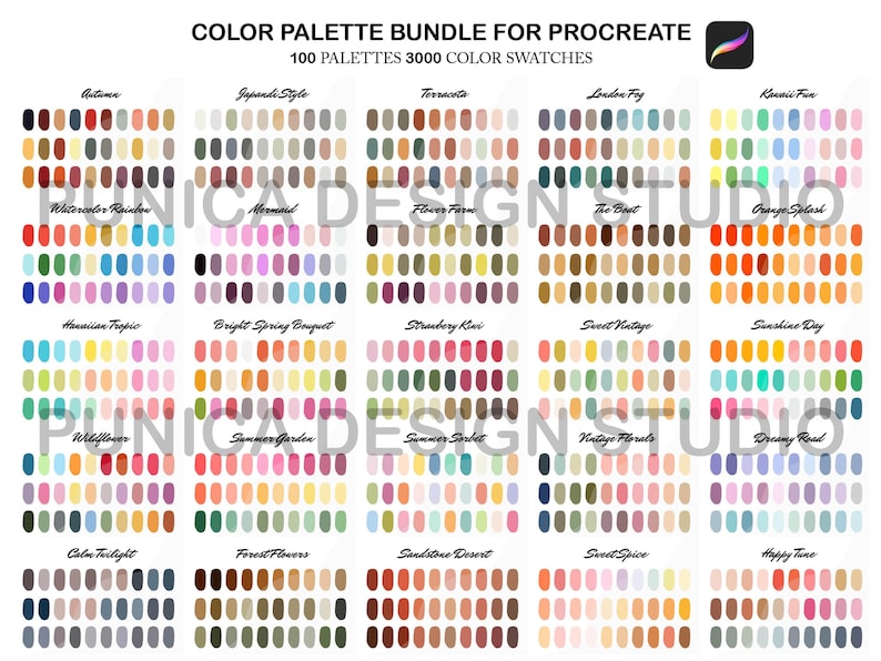 Procreate Color Palette Bundle, 3000 Color Swatches (Digital Download) image 5