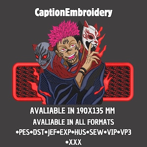 Digital Embroidery Design Inspired by Sukuna JJK