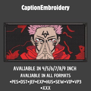 Digital Embroidery Design Inspired by Sukuna JJK