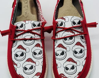 Custom NBC Jack Skellington Santa Hey Dude-schoenen