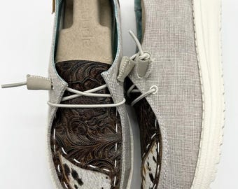 Custom Cowhide Dude Shoes: Leather & Fur, Hand Customized **READ DISCRIPTION**