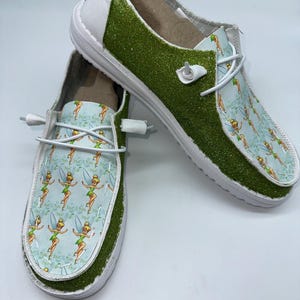 Custom Green Fairy Glitter Hey Dude Shoes Sparkle Free Shipping