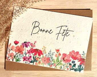 carte fête, anniversaire, à planter, ensemencée, fleurs