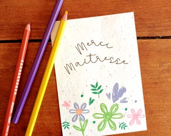 Thank you teacher card to plant, seeded, end-of-year gift