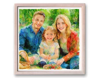 Custom Watercolor Couple Portrait from Photo,  Personalized Hand Drawn Painting, Engagement gift, Anniversary gift, Valentine's day, Wedding