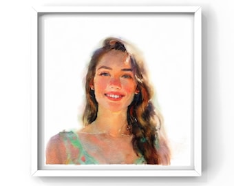 Portrait de personne aquarelle personnalisé à partir d'une photo, peinture dessinée à la main personnalisée, cadeau pour lui, cadeau pour elle, fête des pères, cadeau de Noël