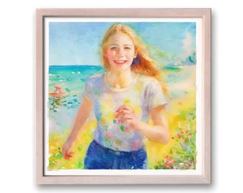 Portrait de personne aquarelle personnalisé à partir d'une photo, peinture dessinée à la main personnalisée, cadeau de Noël, cadeau pour elle, fête des pères, fête des mères