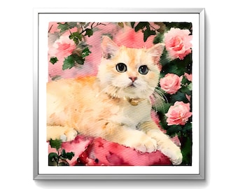 Custom Watercolor Pet Portrait, Cat Portrait from Photos, Personalized Hand Drawn Painting, Christmas Gift, Birthday Gift, Pet memorial, Cat