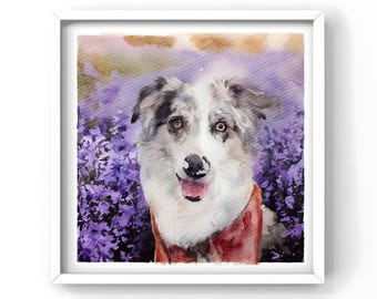 Retrato personalizado de mascota en acuarela, retrato de perro a partir de fotos, pintura personalizada dibujada a mano, pintura de mascota, regalo de cumpleaños, regalo de Navidad