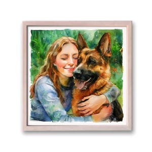 Ritratto di famiglia personalizzato ad acquerello con animali domestici da foto, dipinto a mano personalizzato, regalo per compleanno, inaugurazione della casa, festa della mamma cane