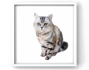 Custom Watercolor Pet Portrait, Cat Portrait from Photos, Personalized Hand Drawn Painting, Pet Painting, Birthday Gift, Christmas Gift