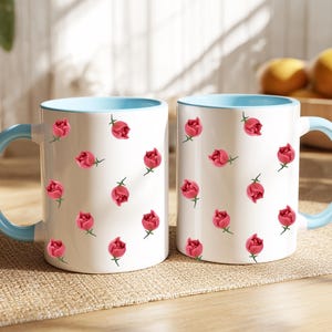 Red Rose Mug • Elegant Floral Coffee Cup • Romantic Gift for Her image 3