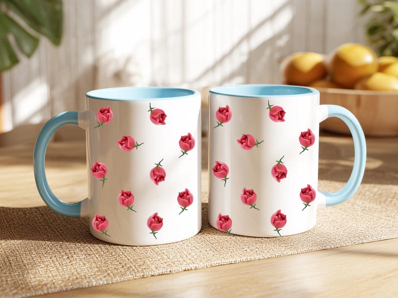 Red Rose Mug • Elegant Floral Coffee Cup • Romantic Gift for Her image 3