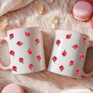 Red Rose Mug • Elegant Floral Coffee Cup • Romantic Gift for Her image 2
