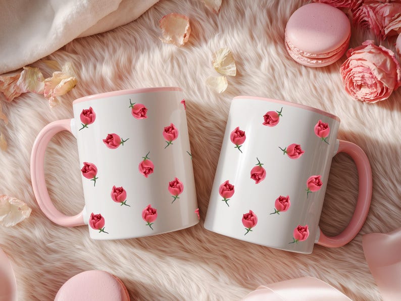 Red Rose Mug • Elegant Floral Coffee Cup • Romantic Gift for Her image 2