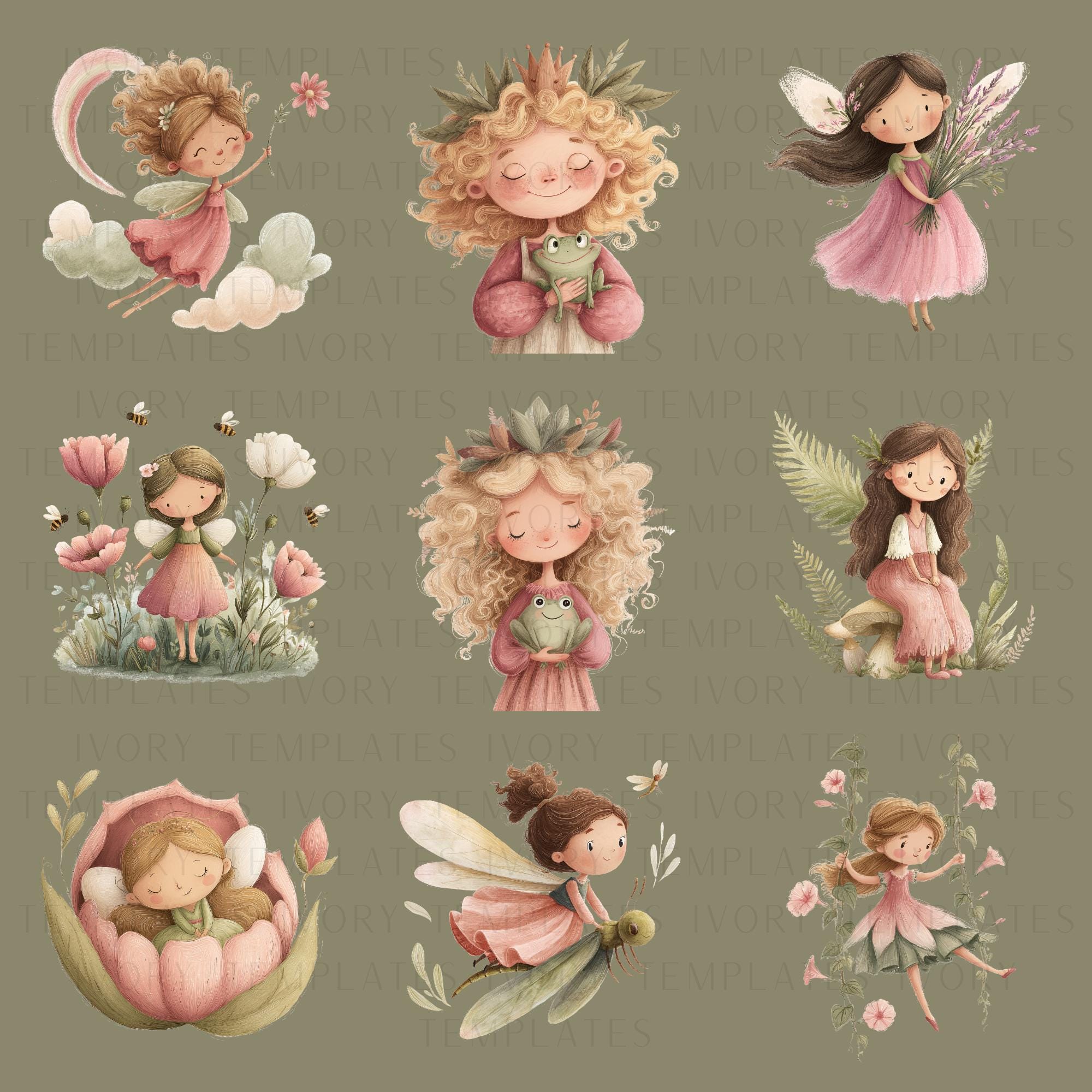 Watercolor Fairy Clipart Bundle, Enchanted Forest Clip Art Set, Garden ...
