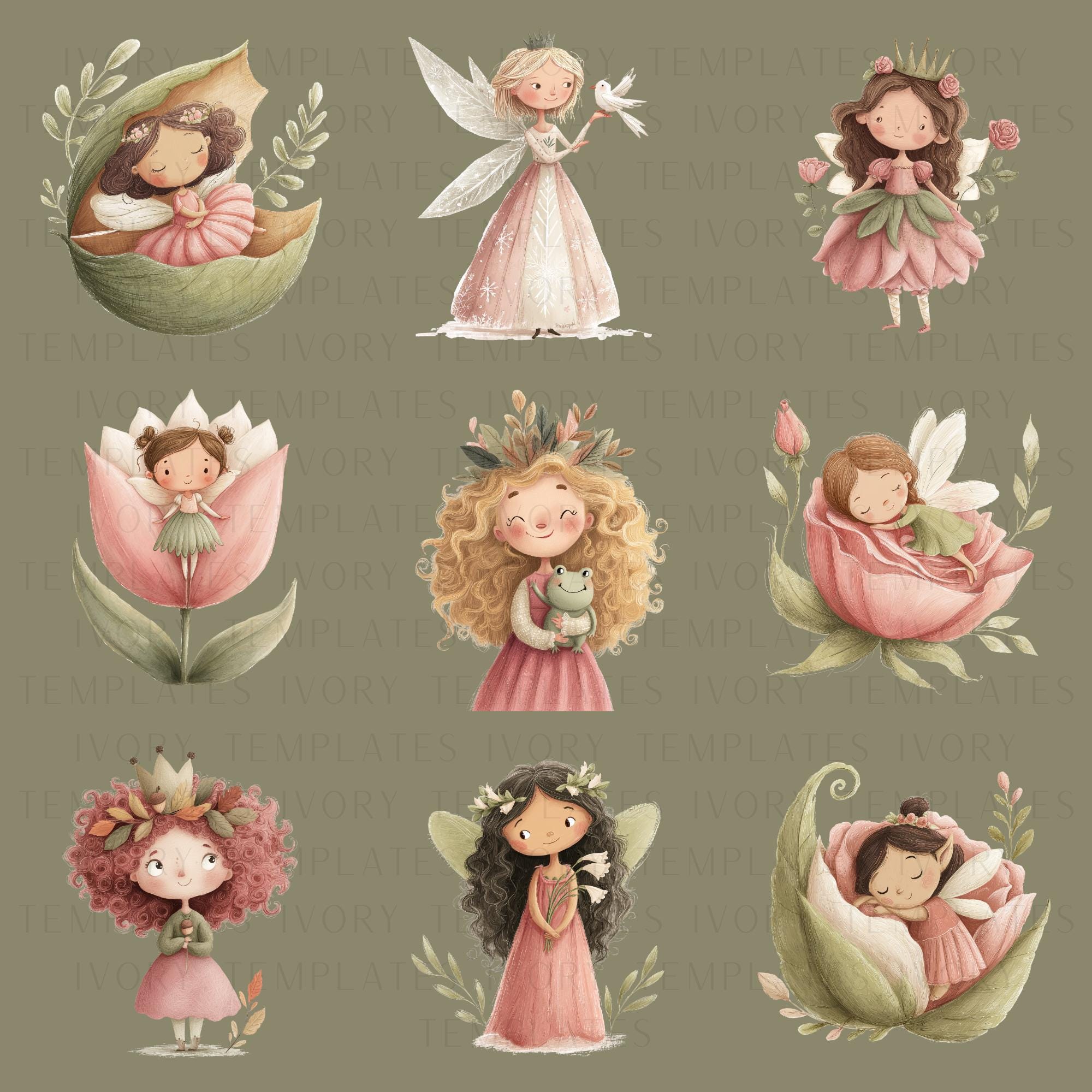 Watercolor Fairy Clipart Bundle, Enchanted Forest Clip Art Set, Garden ...