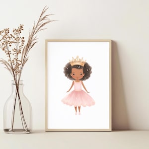 Printable Princess Nursery Decor, Black Princess Wall Art, Princess Wall Print For Girls Room, Fairytale Nursery Print For Baby Girl