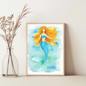 Mermaid Bedroom Printable Wall Art, Mermaid Nursery Wall Art For Baby Girl, Under The Sea Nursery Prints, Mermaid Print For Girls Room