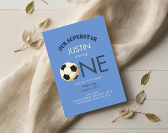 Soccer Birthday Party Invitation Template, Soccer Ball Boys Birthday Party Invite, Sports Party Invitation, Editable Soccer Birthday Invite