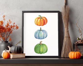 Arte de pared rústico de calabaza otoñal, arte de pared de calabaza otoñal, decoración de pared de Halloween de calabaza naranja, arte de pared de otoño neutro, arte de otoño con estampado de calabaza