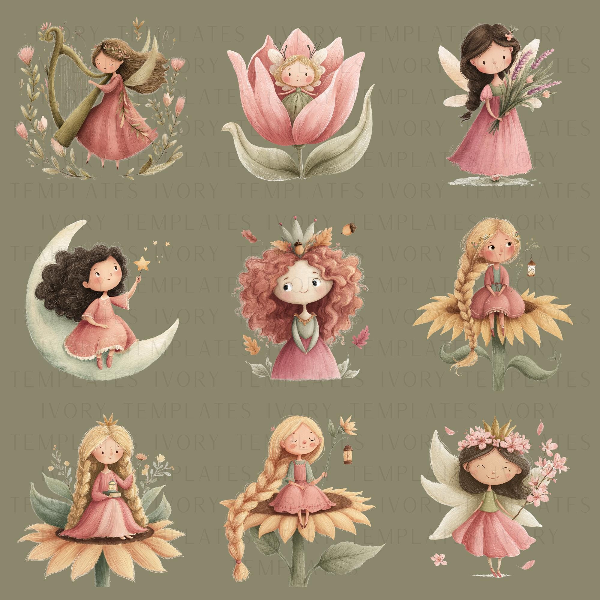 Watercolor Fairy Clipart Bundle, Enchanted Forest Clip Art Set, Garden ...