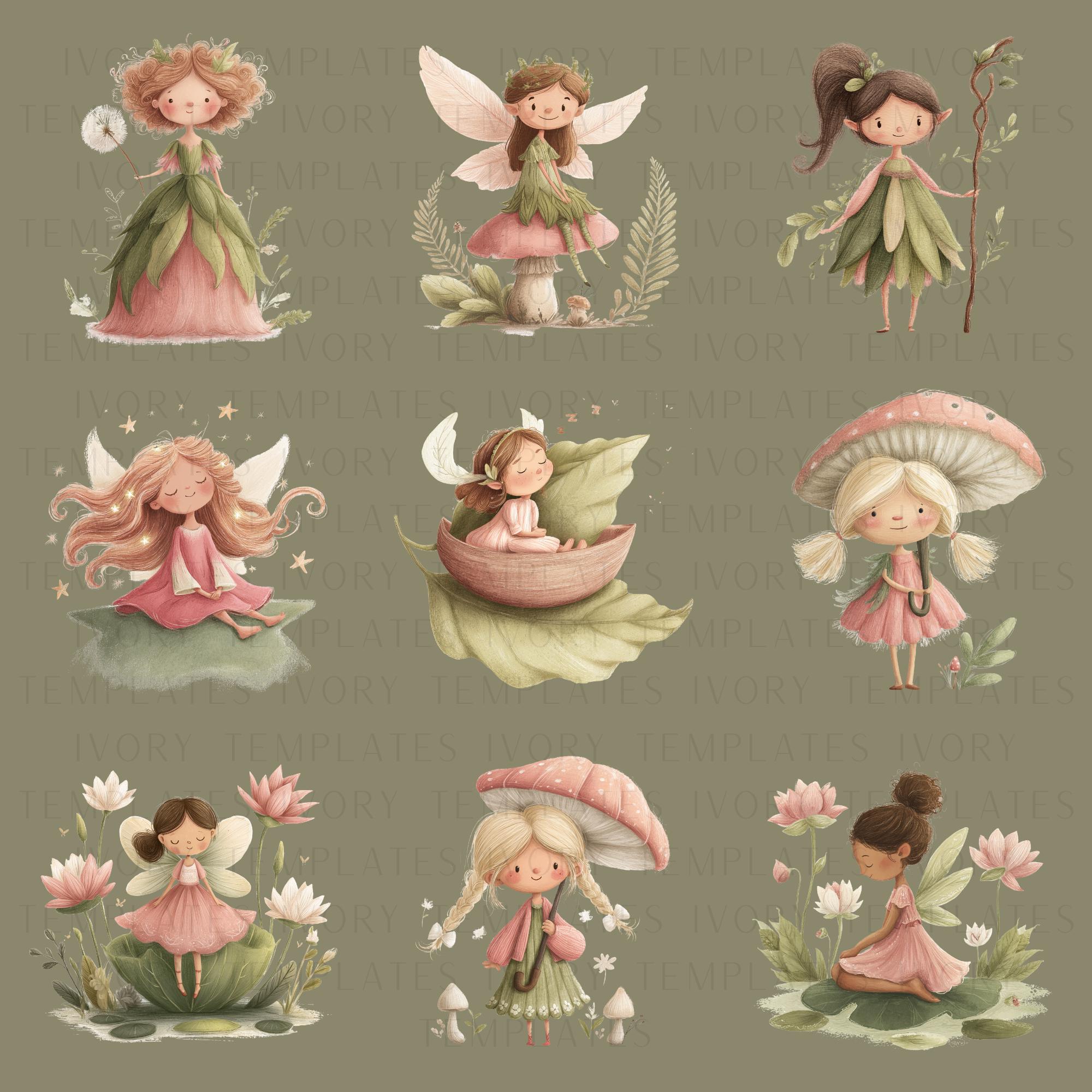 Watercolor Fairy Clipart Bundle, Enchanted Forest Clip Art Set, Garden ...