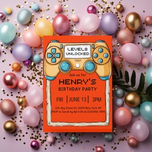 Video Game Birthday Party Invitation Template, Gaming Digital Invitation, Gamer Birthday Invite, Invitation For Boy Birthday, Gamer Party