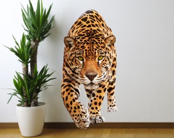 Stalking Leopard - Lifelike Wall Print - Removable & Reuseable - Africa Safari Decor - Felidae Lover's Gift - Exciting Room Decor - Cat Art