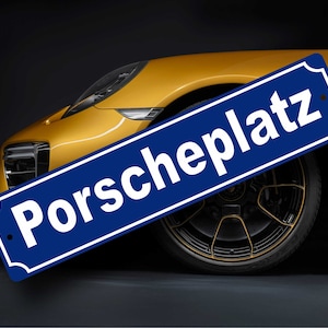 PORSCHEPLATZ German Street Sign - Stuttgart Museum - Unique Garage Decor - Deutschland Travel - European Automobilia Gift -Autobahn Driving