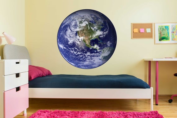 Planet Earth Children S Room Nursery Decor Wallpaper Alternative Mural Round Fabric Wall Decal Science Themed Space Art Grandkids