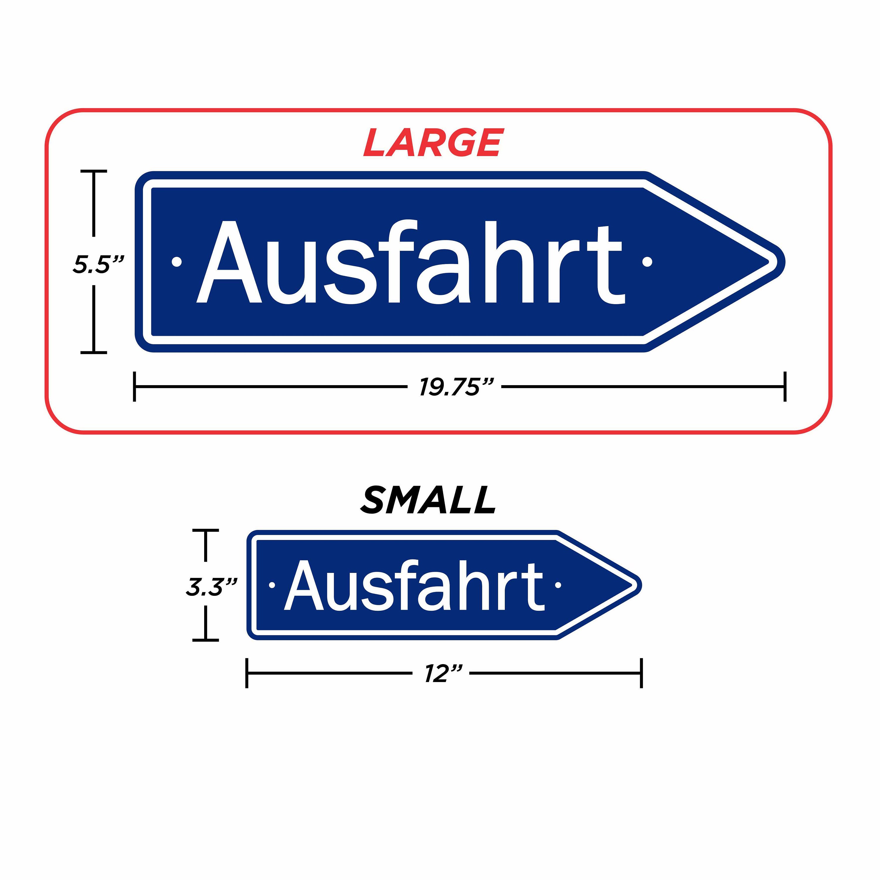 German Exit Sign - AUSFAHRT - Aluminum Scale Replica