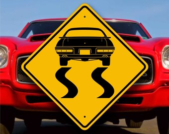 1971 Pontiac GTO - Customized Muscle Car Sign - Aluminum Warning Placard - Hot Rod Garage Decor - Classic Motorsport Gift for Dad & Grandpa