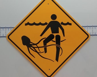 JELLYFISH DANGER SIGN Caution Aluminum Beach Warning Plaque Poolside Decor JELLYFISH DANGER SIGN Caution Aluminum Beach Warning Plaque Poolside Decor