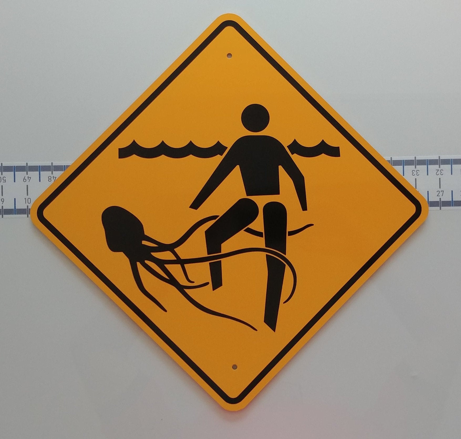 Jellyfish Warning Sign – Reflective Placard - Beach Safety - Swimming ...