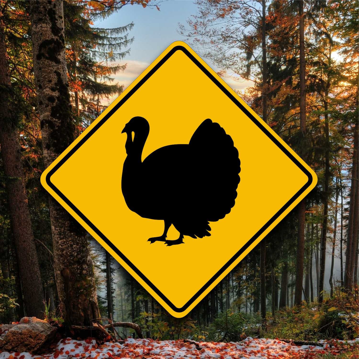 Turkey Crossing Sign - Aluminum Plaque - Hunting - Fun Wildlife