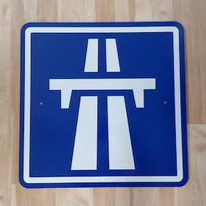 Large Full Size Reflective Autobahn Sign - German Highway Placard - Classic Racing - European Automobile & Garage Decor - Motorsport Driver