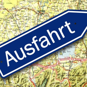 German Exit Sign - AUSFAHRT - Aluminum Scale Replica - European Garage Decor -  Autobahn Marker - Motorsport Gift - FREE SHIPPING !