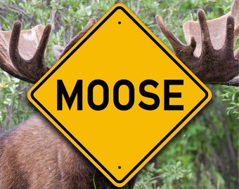 Vermont Moose Sign - Highway Warning Sign Replica - Fun Country Yard Decor - Aluminum Safety Plaque - Driving & Travel Hunting Memorabilia