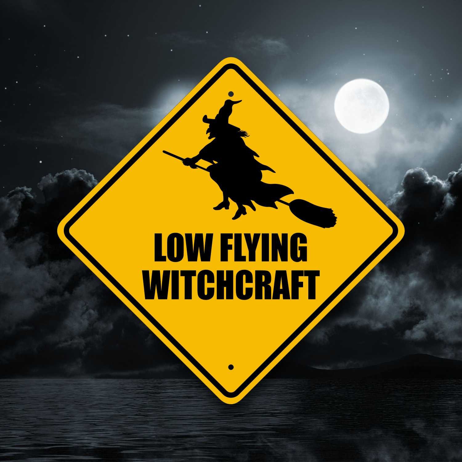 WITCH CROSSING SIGN - Low Flying Witchcraft - Caution - Fun Gift