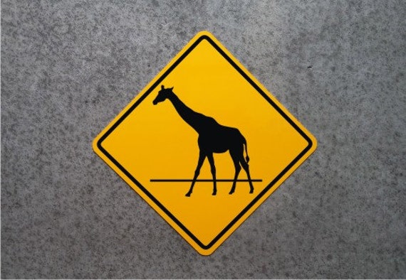 Giraffe Crossing Sign: Aluminum Safari Warning Plaque - Exotic