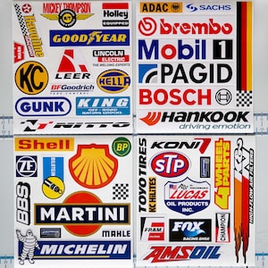 Motorsport Racing Decals - Huge Set of Stickers - Toolbox Garage Decor - Nascar - Formula 1 Racing Sponsors - Motorcycle & Automobile Theme